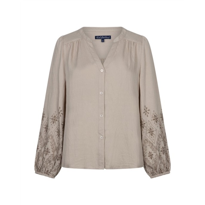 Red Button Blouse Embroidery SRB5152 Light Truffle Red Button Blouse Embroidery SRB5152 Light Truffle